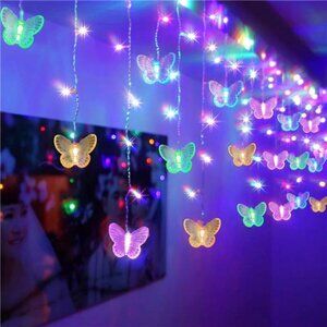 Butterfly curtain fairy lights 20ft multicolor LED string lights remote timer US